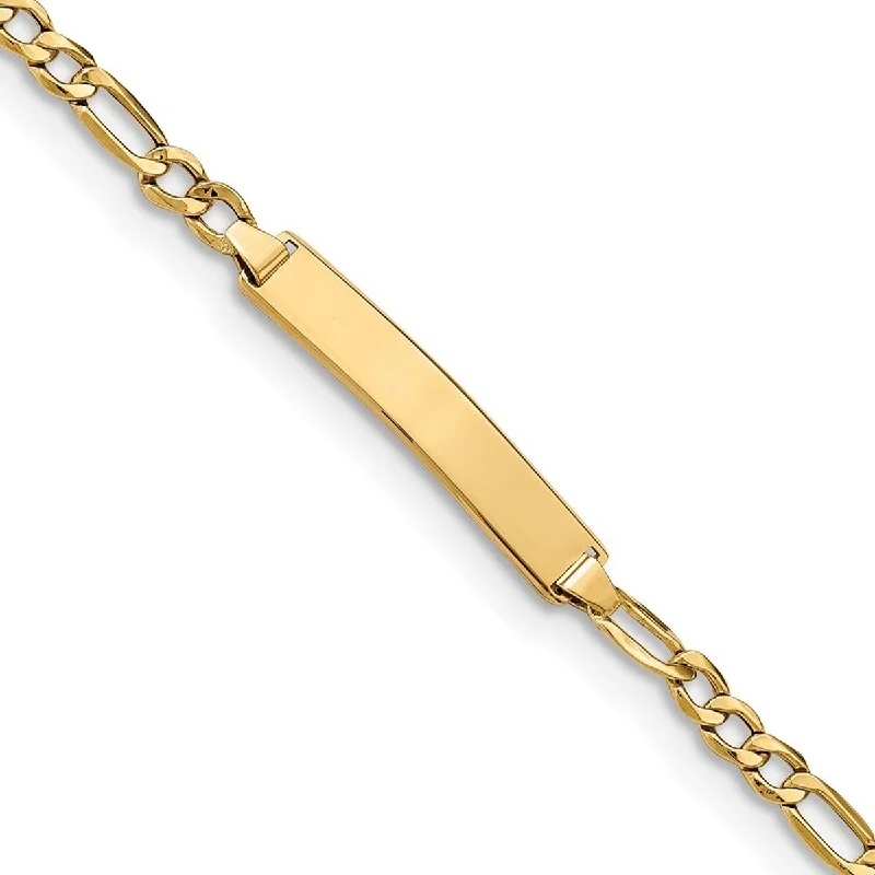 Long link bracelets  Curata 4.3mm 14k Engravable Semi solid Figaro Link ID Bracelet