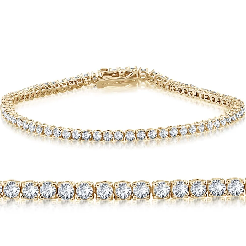 Anniversary gift bracelets  14k Yellow Gold 2 ct Diamond Tennis Bracelet 7" - White I-J