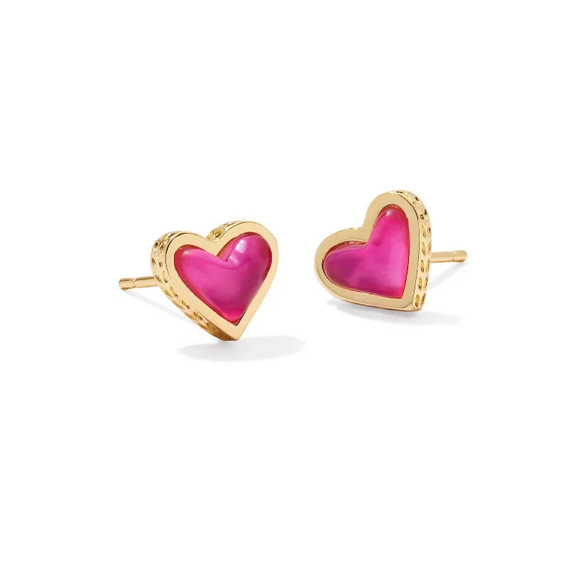 Purple amethyst earringsKendra Scott | Framed Ari Heart Gold Stud Earrings in Azalea Illusion