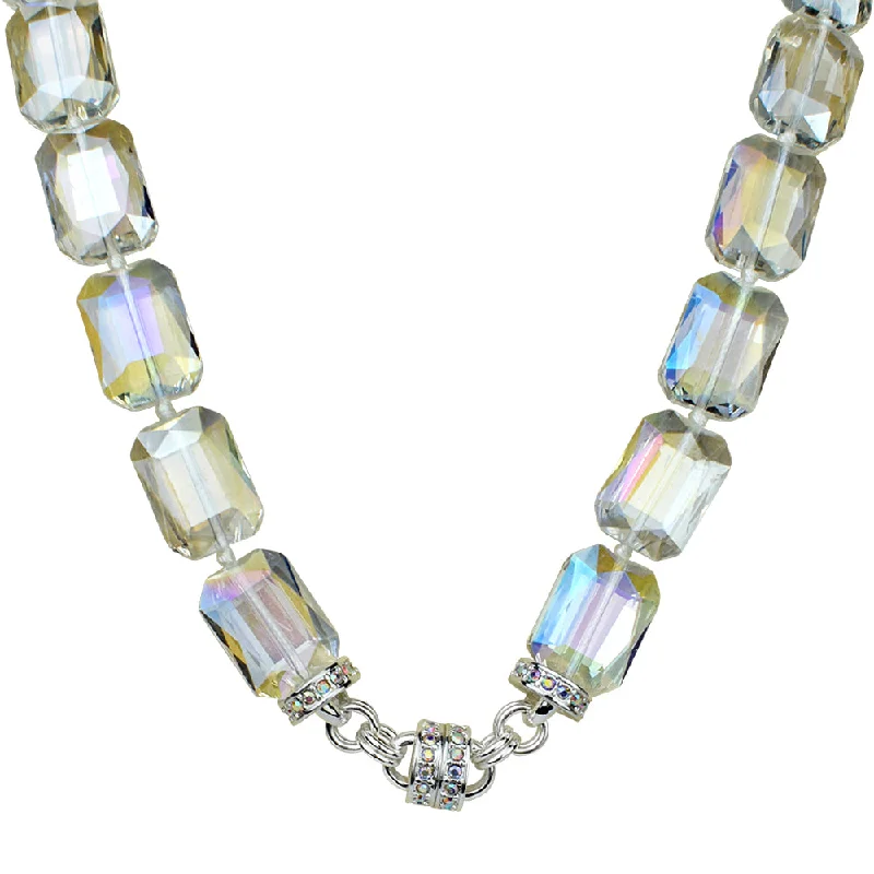 Party statement necklaces  Diva Darling Emerald Cut Magnetic Interchangeable Necklace (Sterling Silvertone/Crystal AB)