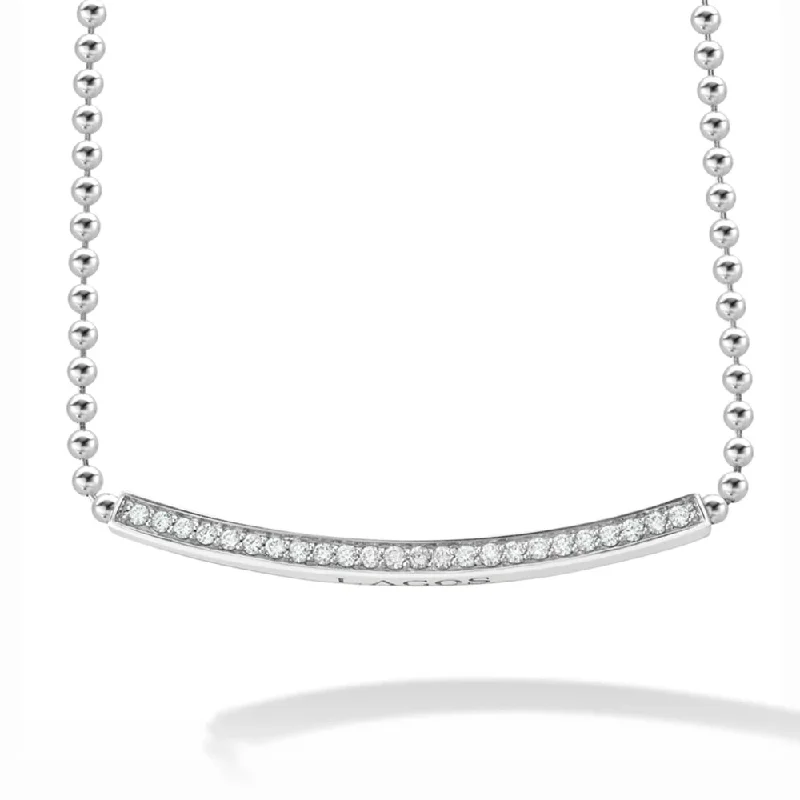 Extra long pendant necklaces  Lagos Caviar Spark Large Station Diamond Beaded Necklace