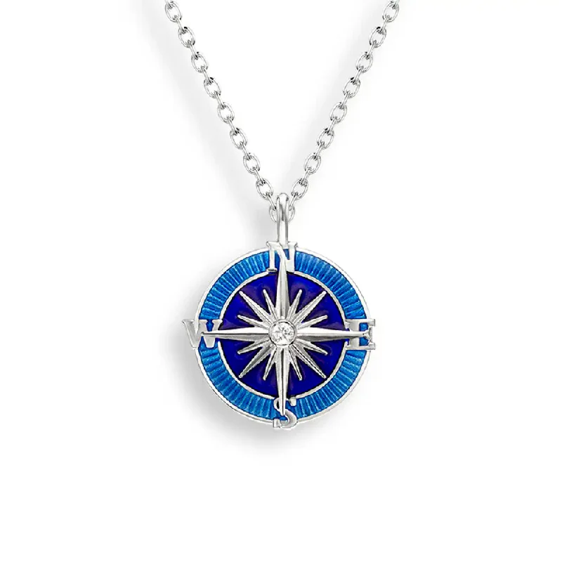 Extra long pendant necklaces  Nicole Barr Blue Compass Rose Necklace