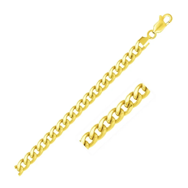 Engraved charm bracelets  6.7mm 10k Yellow Gold Light Miami Cuban Bracelet