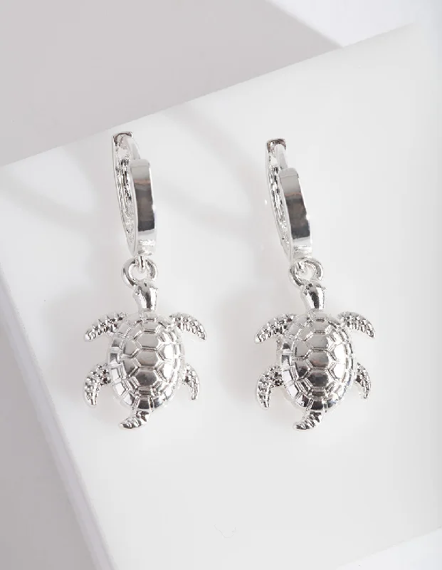 Minimal hoop earringsSilver Sea Turtle Huggie