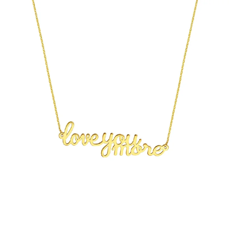 Waterproof necklaces  14k Yellow Gold 'I Love You More' Pendant Necklace