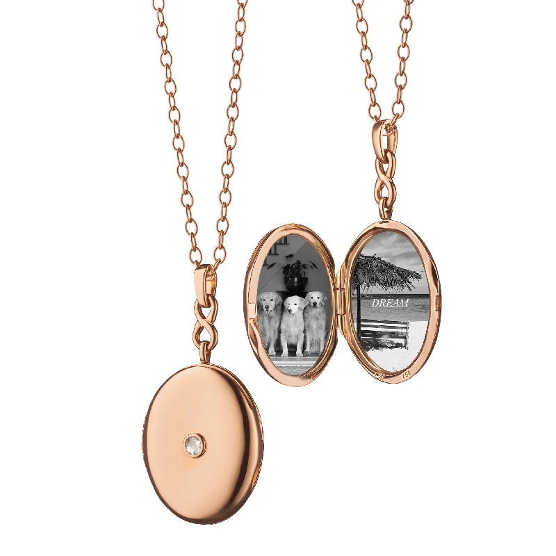 Christmas-themed necklaces  Infinity Diamond & Rose Gold Locket Necklace