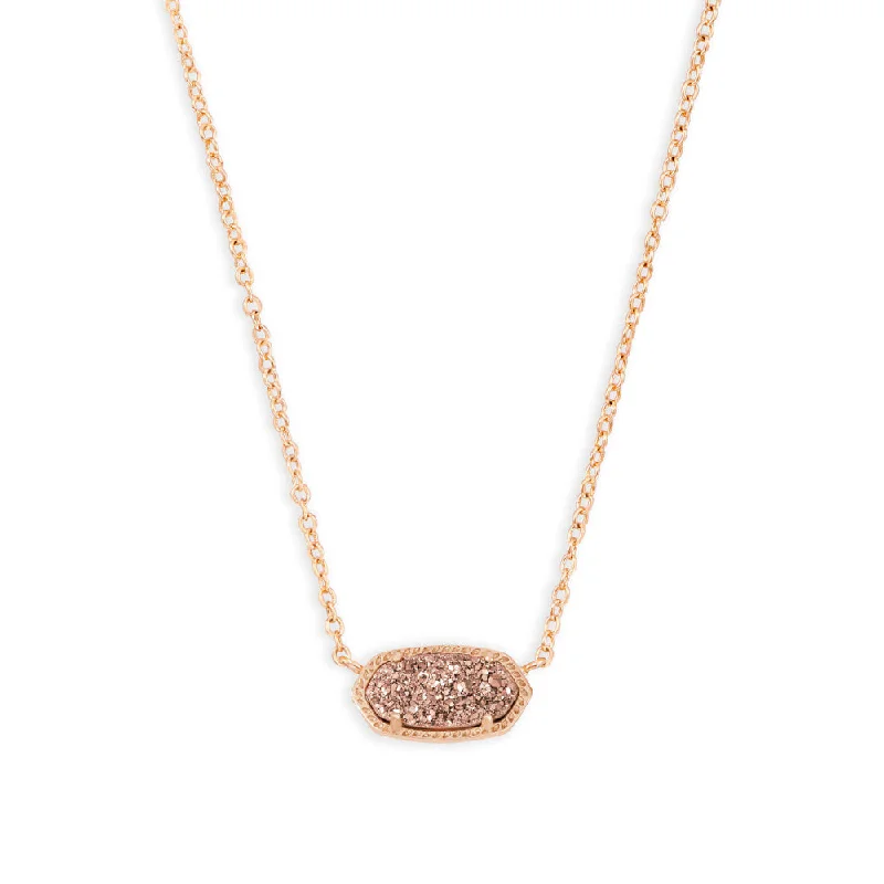 High-end diamond necklaces  Kendra Scott Elisa Short Pendant Necklace in Rose Gold Drusy