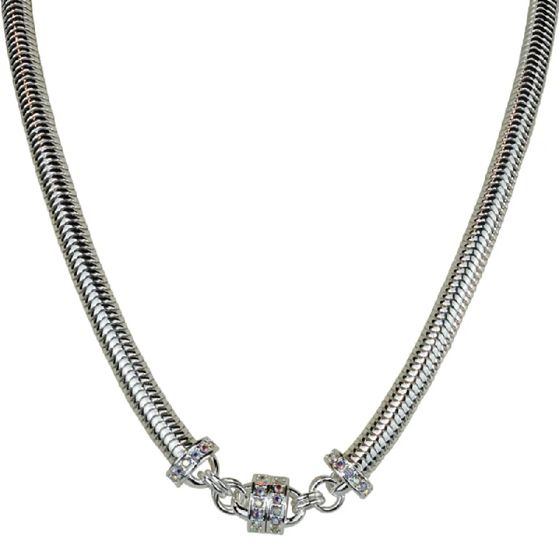 Minimalist chain necklaces  Snake Chain 32" Magnetic Interchangeable Necklace (Sterling Silvertone)