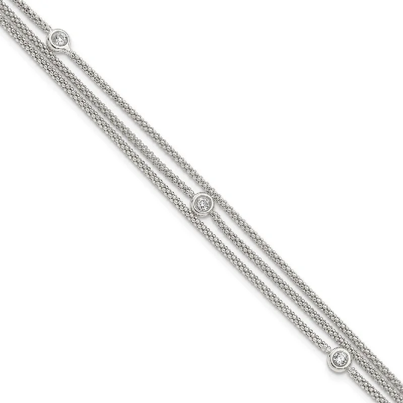 Asymmetrical bracelets  Curata 925 Sterling Silver Polished Multi Strand CZ Cubic Zirconia Simulated Diamond Bracelet 7.5 Inch