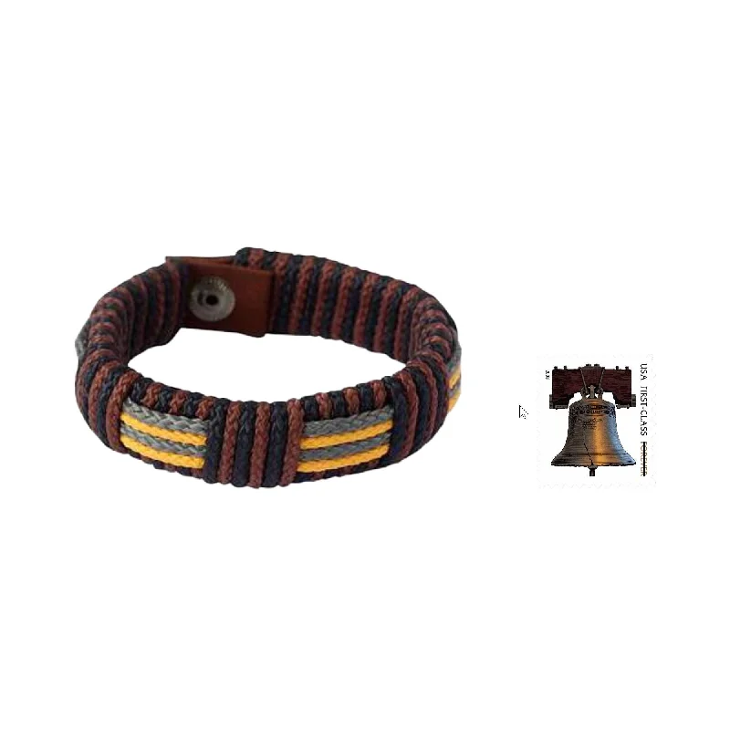 Minimal chain bracelets  Men's Wristband Bracelet, 'Song of Africa' (Ghana)