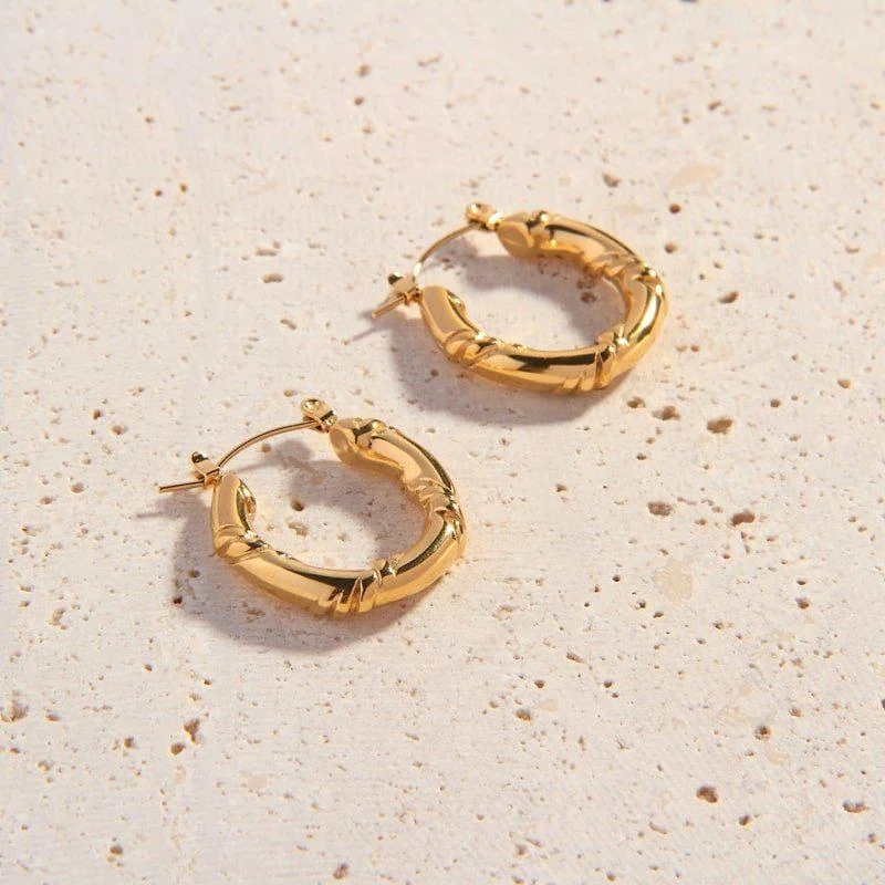 Yellow gold stud earringsJordana Hoops