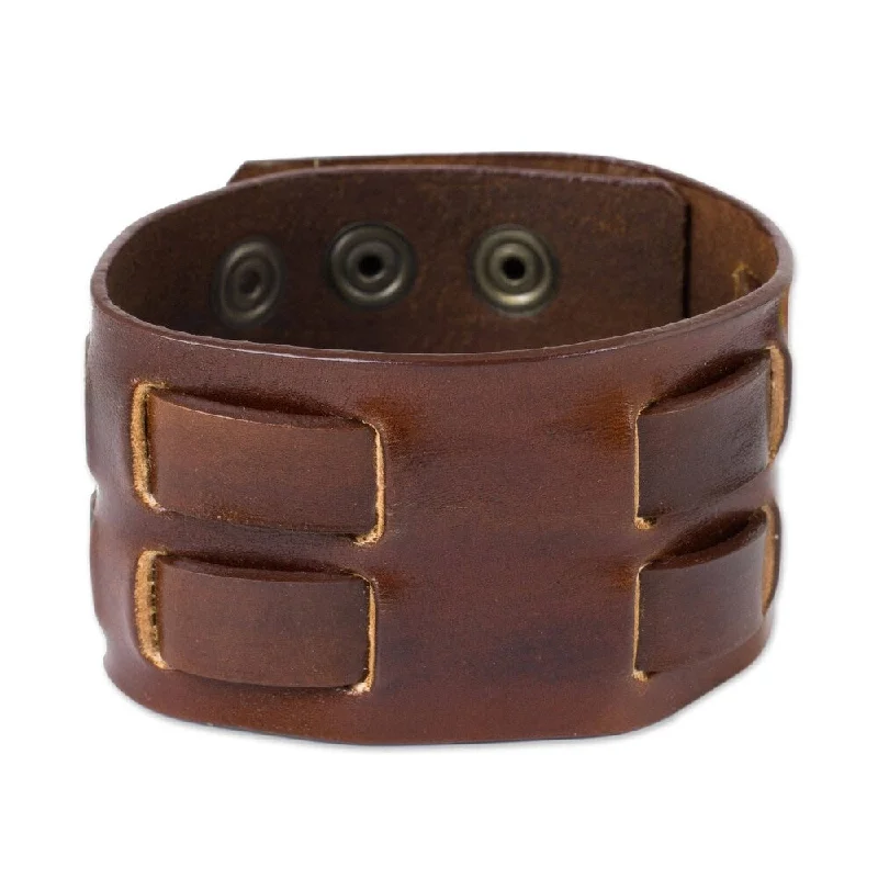 Everyday bracelets for women  Handmade Rugged Weave Leather Bracelet (Thailand)