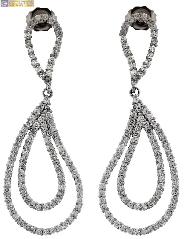 Butterfly earringsLadies Estate 14K White Gold 1.98ctw Diamond Pear Tear Drop Dangling Earrings