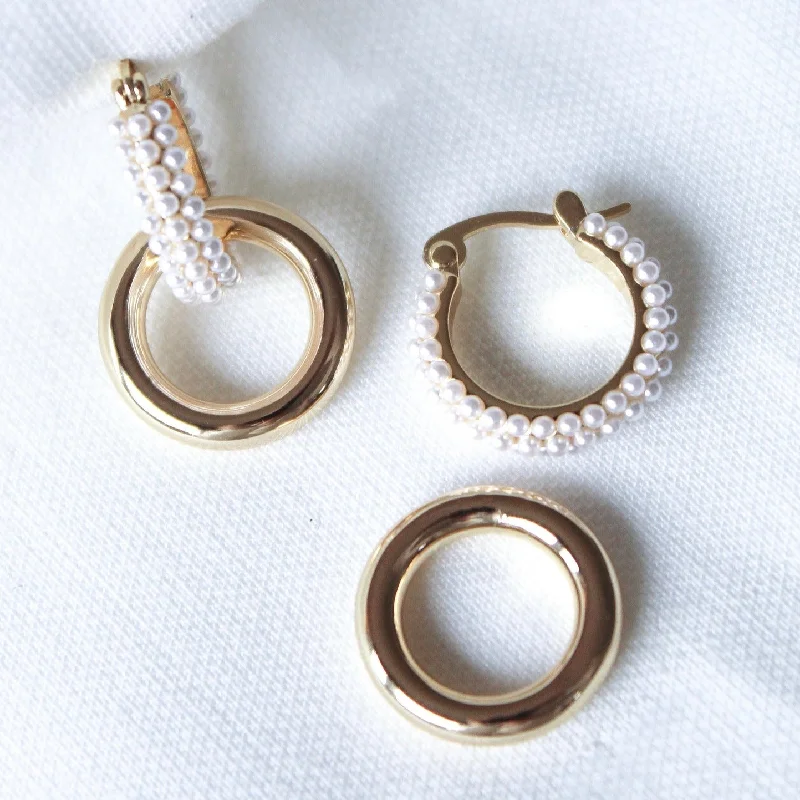 White pearl earringsKinsey Designs | Holland Pearl Convertible Gold Tone Hoop Earrings