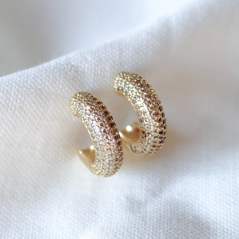 Dainty earrings for womenKinsey Designs | Sax Pave Gold Tone Hoop Earring