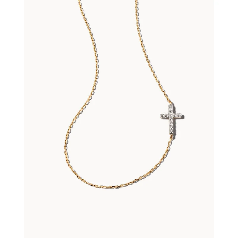 Summer beach necklaces  Kendra Scott Cross 14k Gold Strand Necklace in White Diamond