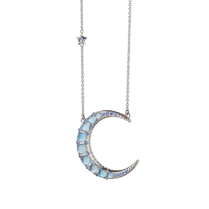 Big statement necklaces  Monica Rich Kosann Sun, Moon & Stars Blue Topaz Crescent Moon Necklace