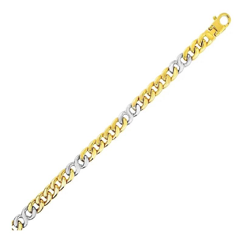 Modern minimalist bracelets  Mens Twisted Link Bracelet in 14k Two Tone Gold