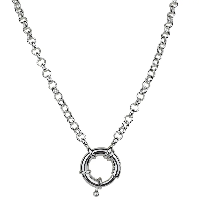 Bohemian layered necklaces  Sailor Clasp Rolo Chain Charm Holder 18" Necklace (Sterling Silvertone)