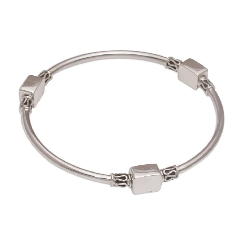 Waterproof bracelets  NOVICA Handmade Sterling Silver Square Reflection Bracelet (Indonesia)