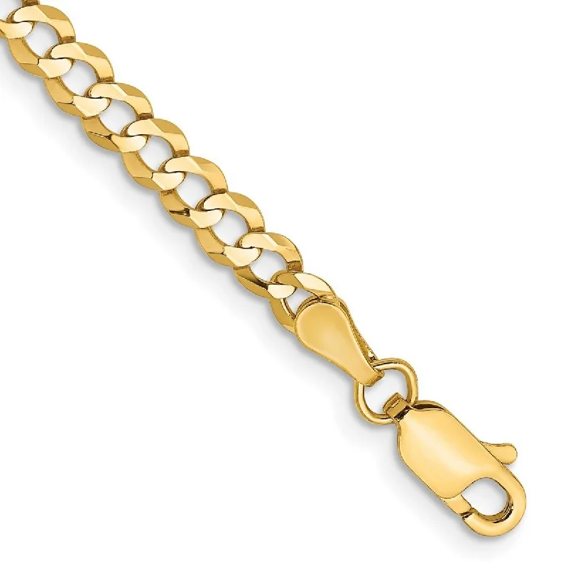 Engraved charm bracelets  Curata 14k 3.7mm Solid Polished Light Flat Miami Curb Chain Bracelet