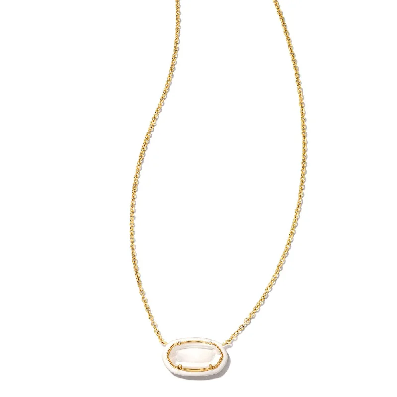 Silver and pearl necklaces  Kendra Scott Elisa Enamel Frame Gold Short Pendant Necklace