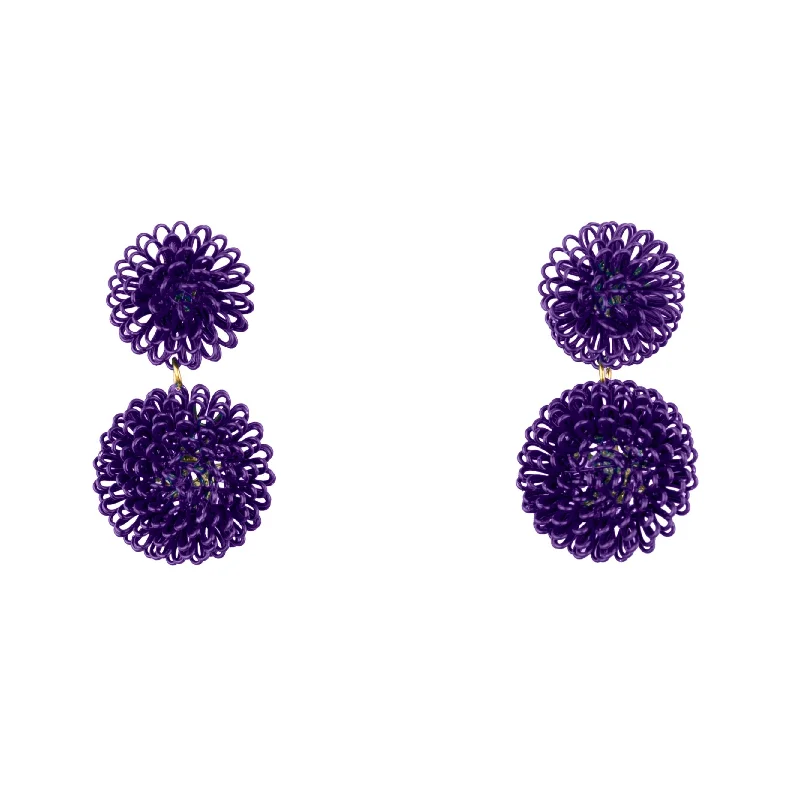 Christmas-themed earringsDouble Purple Pompom Rainbow