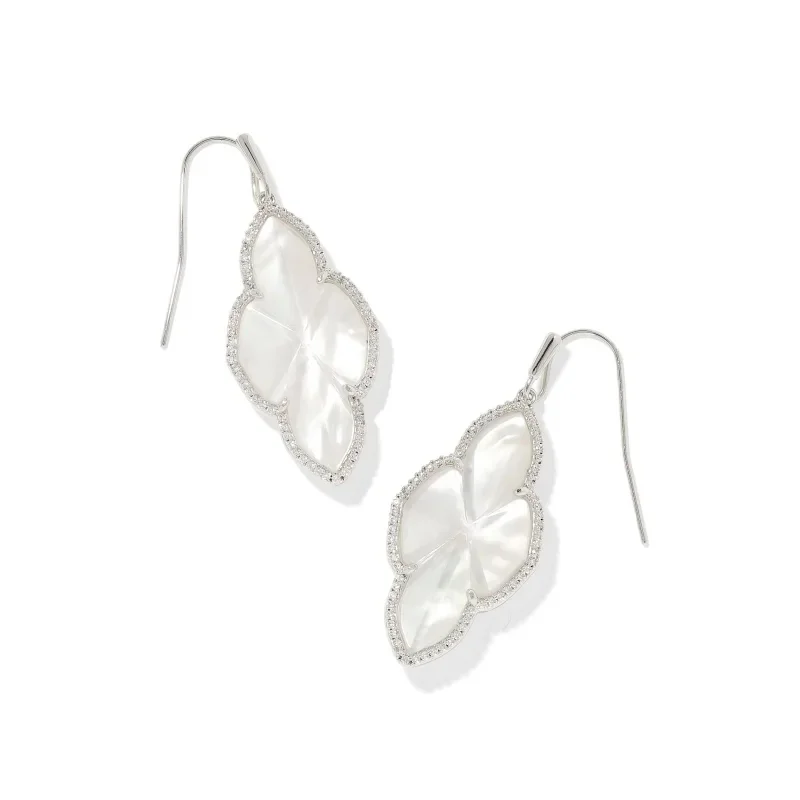 Trendy geometric earringsKendra Scott | Abbie Pave Frame Silver Drop Earrings in Ivory Mother of Pearl