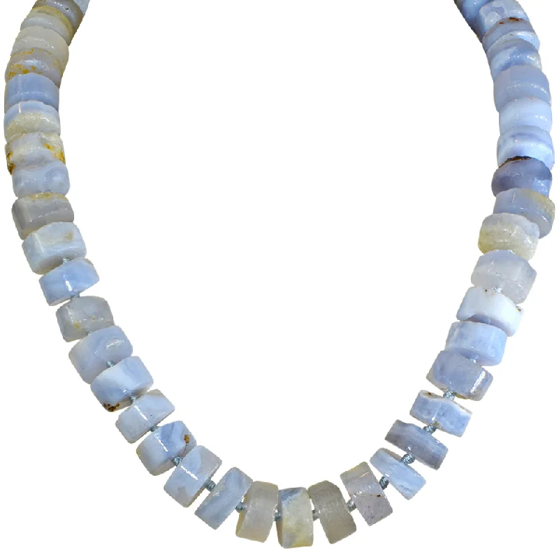 Gold pendant necklaces  Precious Blue Lace Agate Gem Stone Necklace(.925 Sterling Silver/Blue Lace Agate)