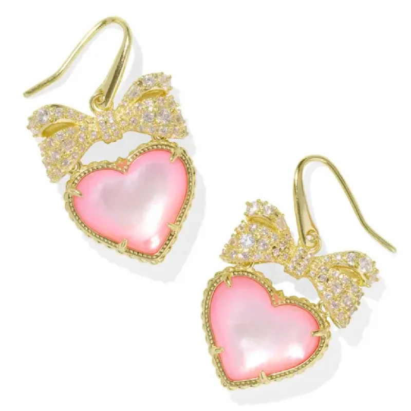 Assorted fashion earrings packKendra Scott | Haisley Heart Gold Drop Earrings in Blush Ivory Mother-of-Pearl