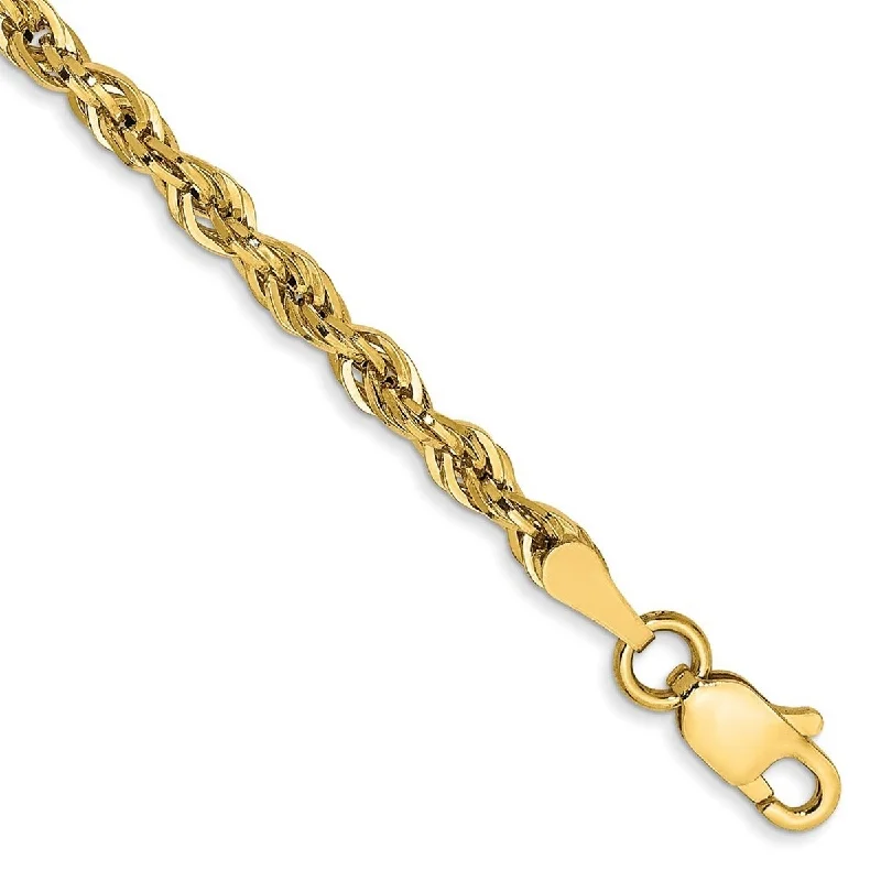 Waterproof bracelets  Curata 10k Yellow Gold 8" 2.8mm Semi solid Rope Chain Bracelet