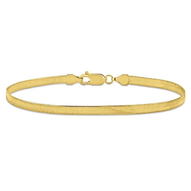 Thin wire bracelets  Miadora 3.5mm Flex Herringbone Chain Bracelet in 10k Yellow Gold - 7.5 in