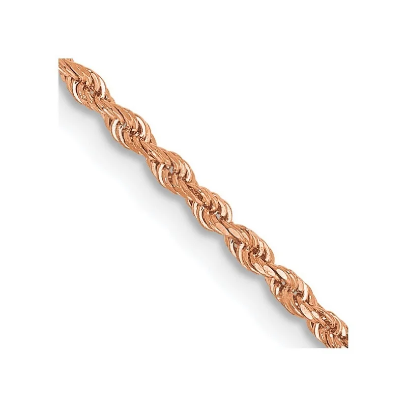 Gold bangle bracelets  Curata 14k Rose Gold 1.50mm Sparkle Cut Rope With Lobster Clasp Chain Bracelet