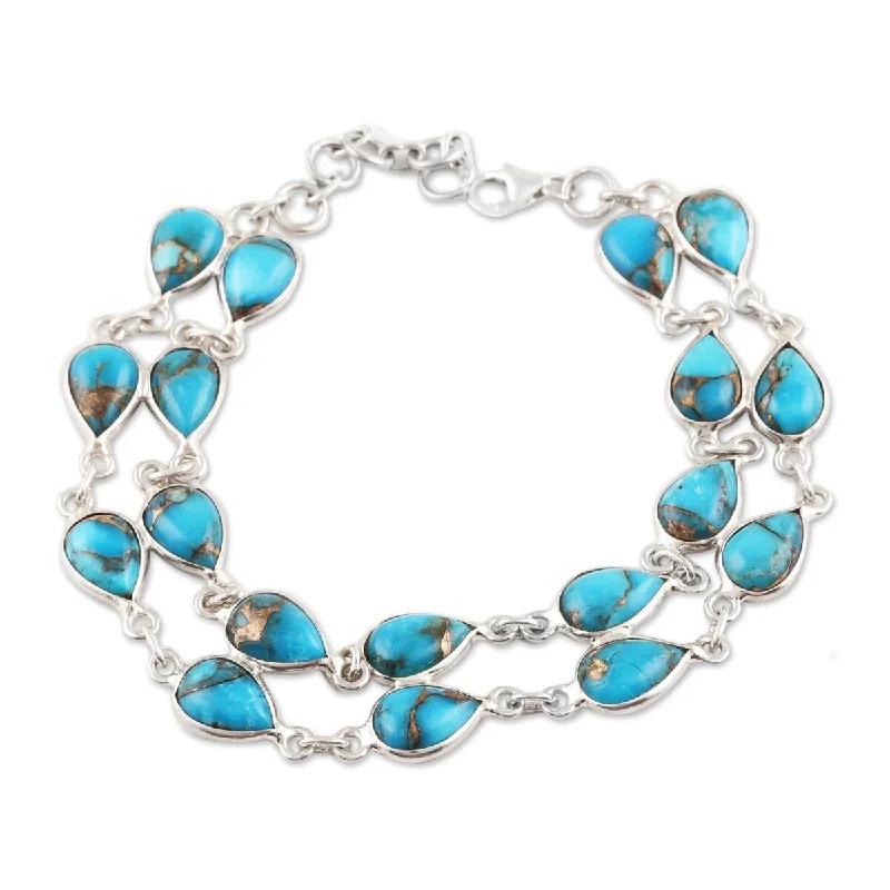 Minimalist chain bracelets  NOVICA Eternal Nature, Composite turquoise link bracelet