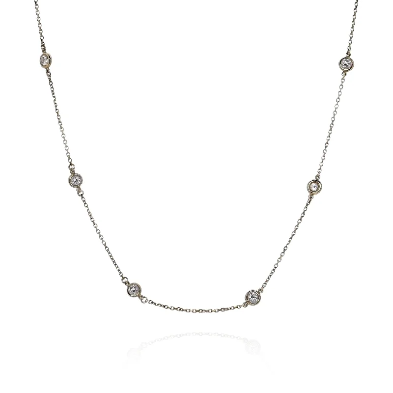 Silver layered necklaces  14k Yellow Gold Diamonds By The Yard 3mm Diamond Station Necklace