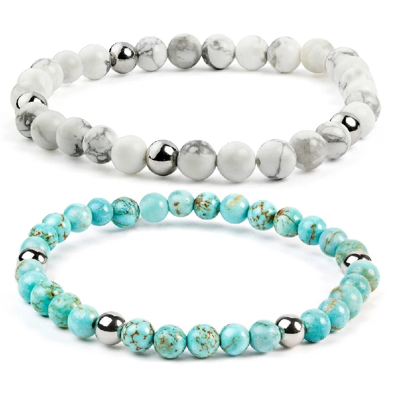 Pearl charm bracelets  ELYA Turquoise Stainless Steel Beaded Bracelet (6mm)