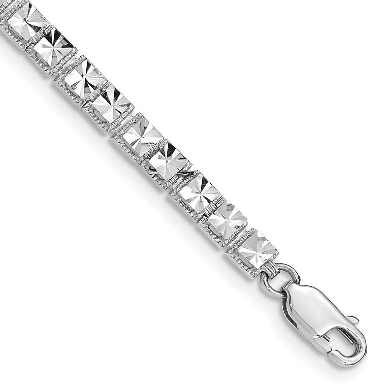 Boho tribal bracelets  Curata 14k White Gold Sparkle Cut Bracelet 7.25 Inch