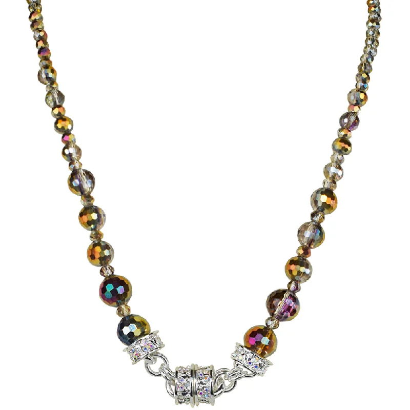 Extra long pendant necklaces  Belle Of The Ball Beaded Magnetic Interchangeable Necklace (Sterling Silvertone/Iridis)