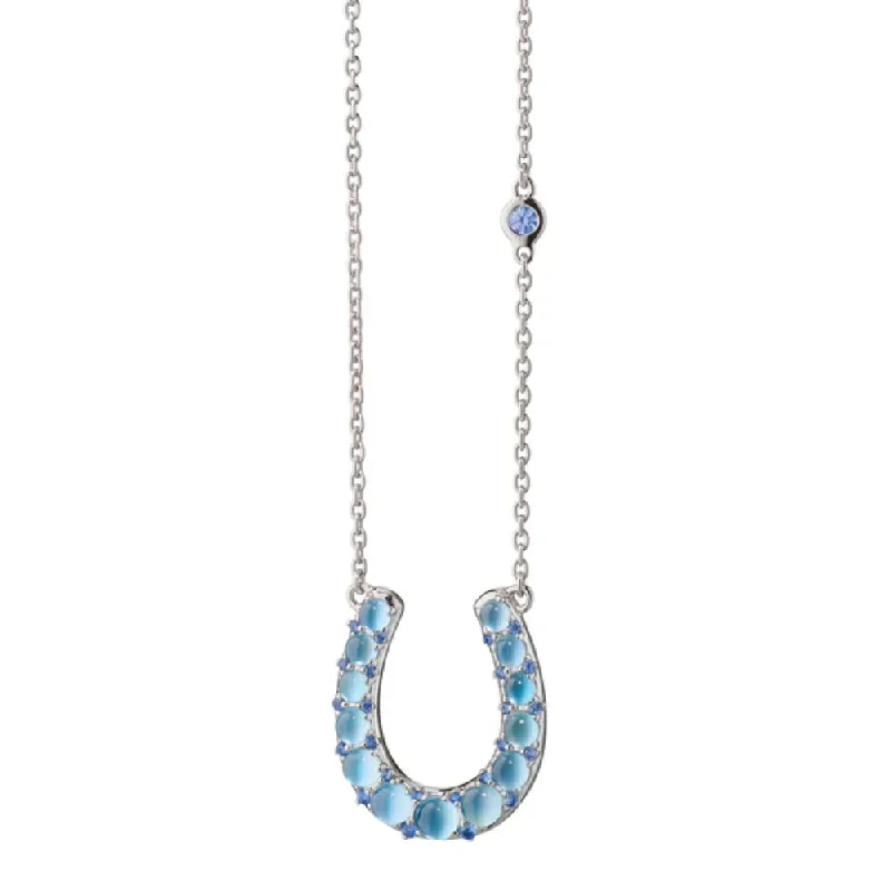 Small pendant necklaces  Monica Rich Kosann The Horseshoe Necklace with Blue Topaz over Mother of Pearl