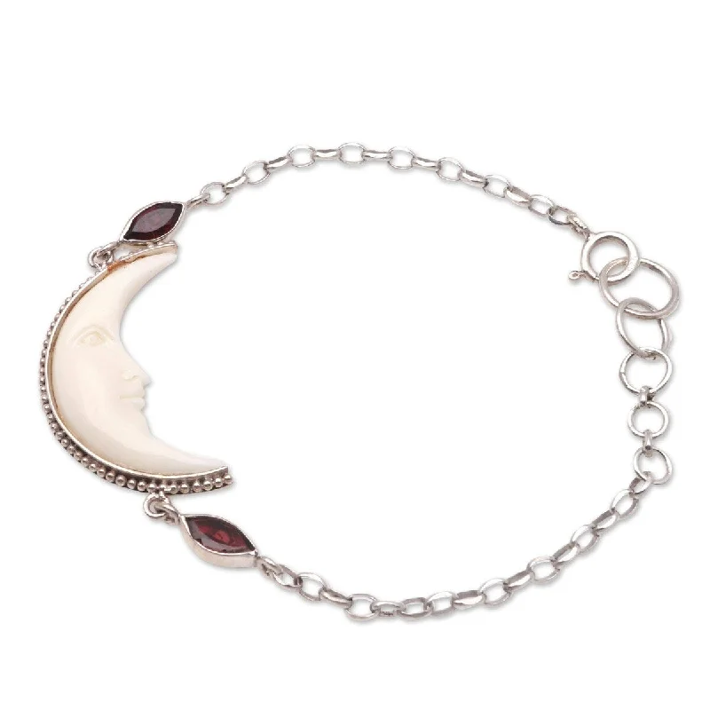 Y2K aesthetic bracelets  NOVICA Happy Crescent, Garnet and bone pendant bracelet