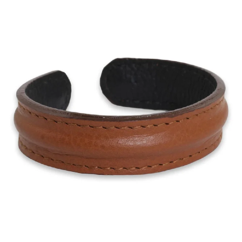 Stretch bead bracelets  Handmade Leather Basic Brown Bracelet (Thailand)