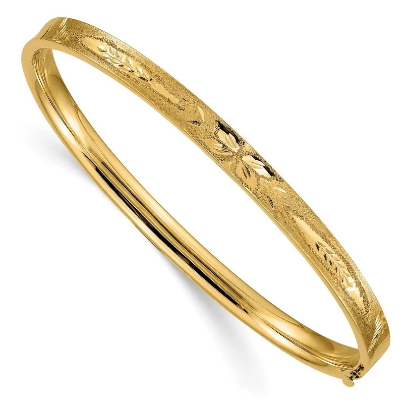 Multicolor crystal bracelets  Curata 14k Yellow Gold 3/16" Sparkle Cut Concave Hinged Bangle Bracelet