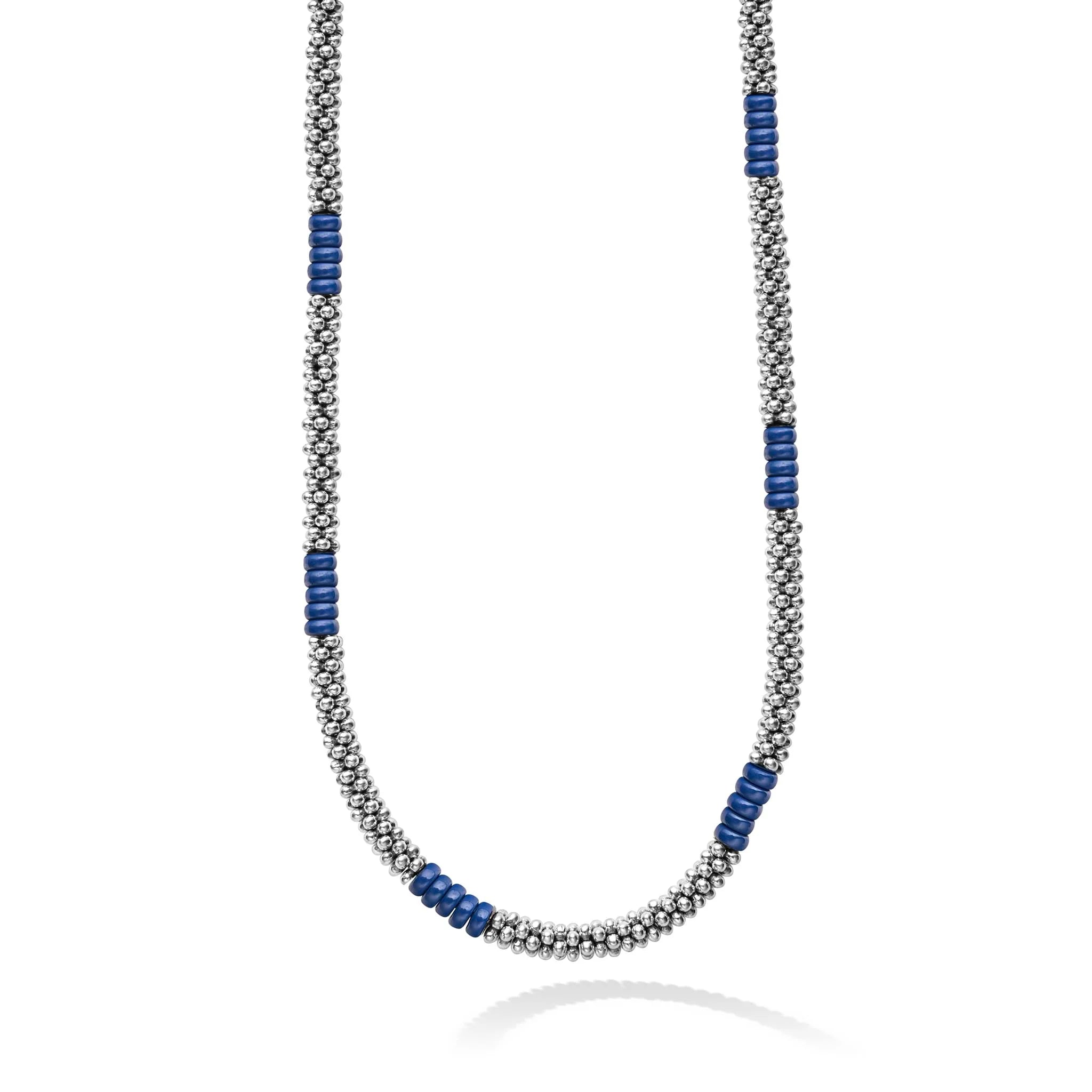 Vintage-inspired necklaces  Lagos Ultramarine Blue Caviar Ceramic Station Beaded Necklace