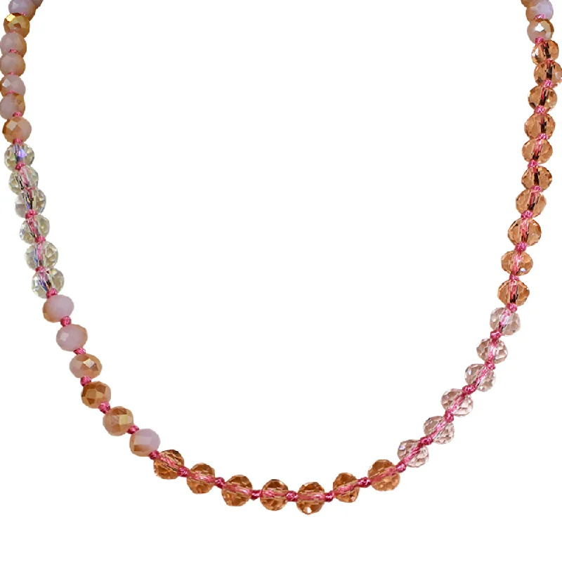 Nickel-free necklaces  Divine Ombre 6mm Beaded Necklace (Goldtone/Pink)