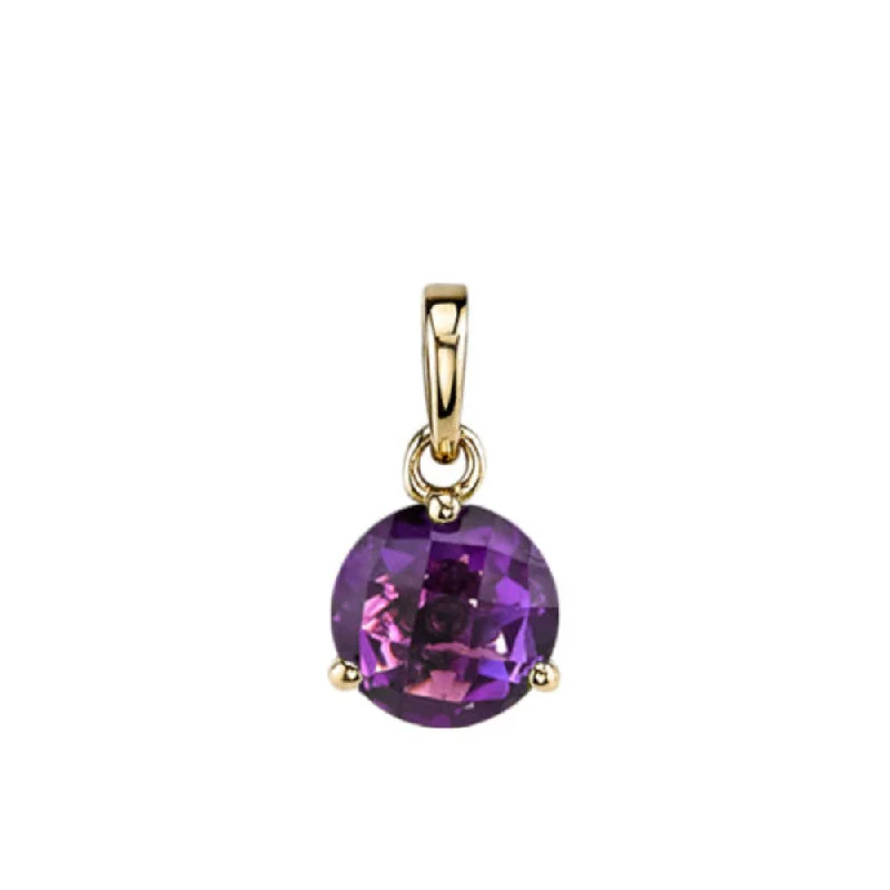 Engraved pendant necklaces  14k Gold 8mm Round Amethyst Pendant Necklace