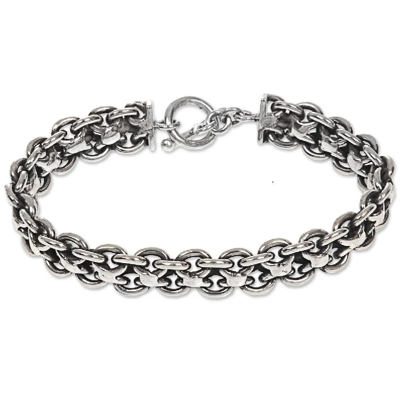 Thin wire bracelets  NOVICA Ancient History, Men's sterling silver link bracelet