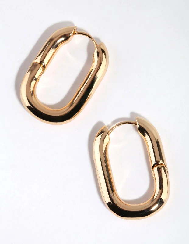 Star-shaped earringsGold Plated Chunky Oval Huggie Earrings