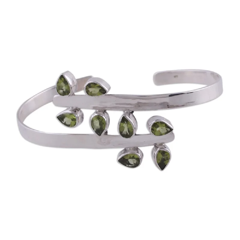 Classic cuff bracelets  Peridot Cuff Bracelet, 'Forest Fern' (India) - 7'6" x 9'6"