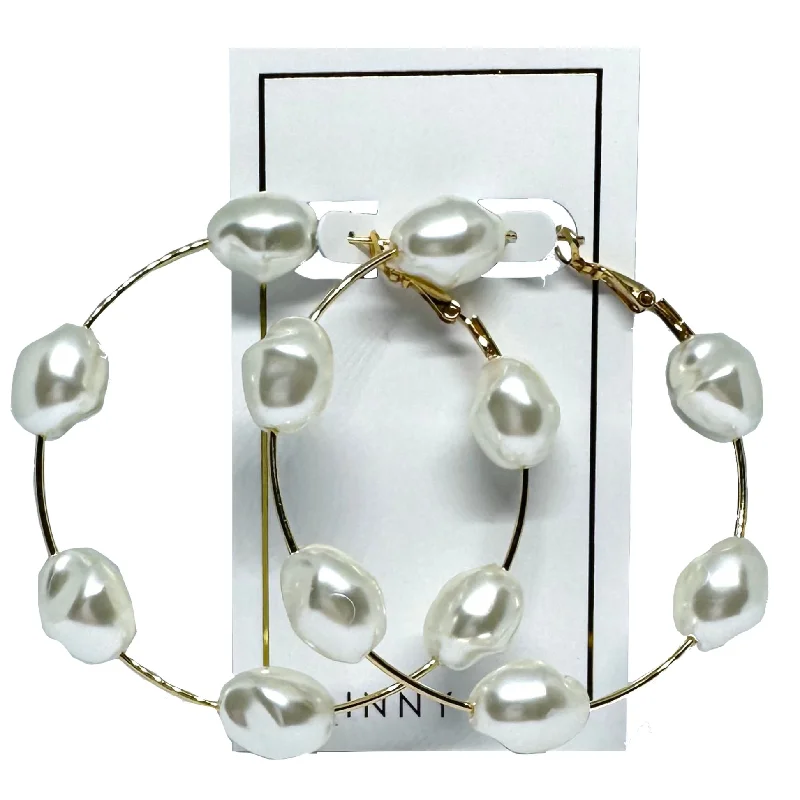 Butterfly earringsLinny Co | Rachel Gold Tone Pearl Hoop Earrings