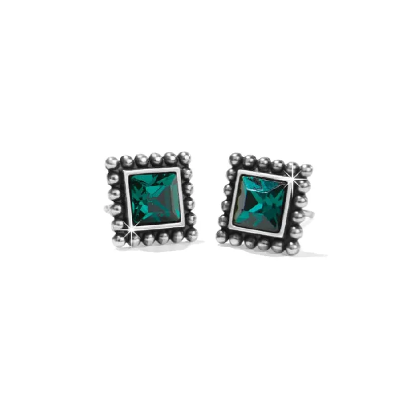 Earrings for formal eventsBrighton | Sparkle Square Mini Post Earrings in Green Crystal